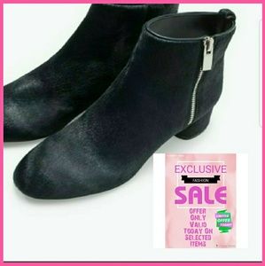 Zara Black pony hair booties